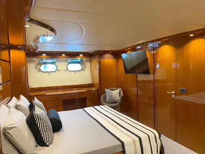 Cabin on Magic Six, a Astondoa 82 GLX motor yacht at Naples, Italy