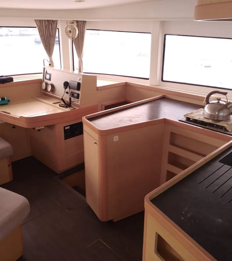 Salon of Martine, a Lagoon 42 catamaran at Alameda, United States