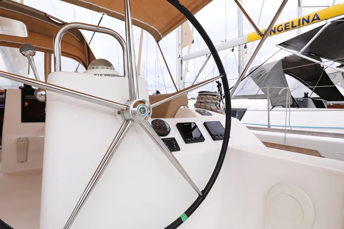 Cockpit of Chuck, a Dufour 460 GL sailboat at Grad Vodice, Croatia