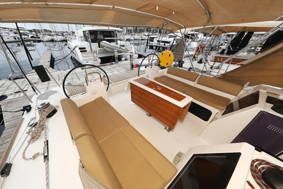 Cockpit of Chuck, a Dufour 460 GL sailboat at Grad Vodice, Croatia