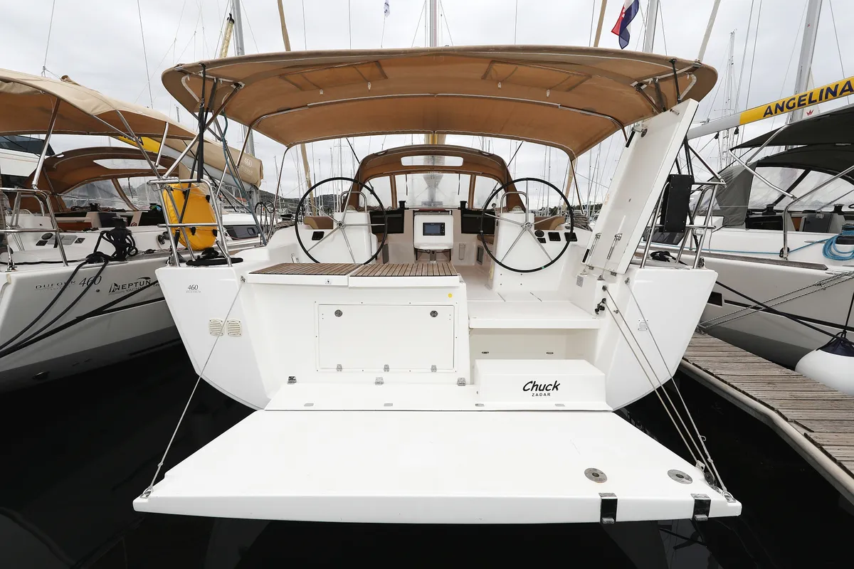 Exterior view of Chuck, a Dufour 460 GL sailboat at Grad Vodice, Croatia
