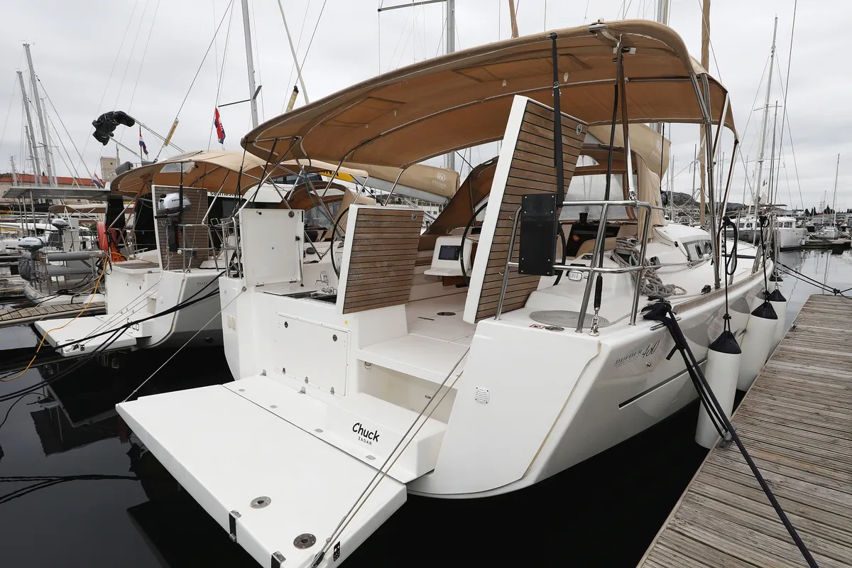 Exterior view of Chuck, a Dufour 460 GL sailboat at Grad Vodice, Croatia