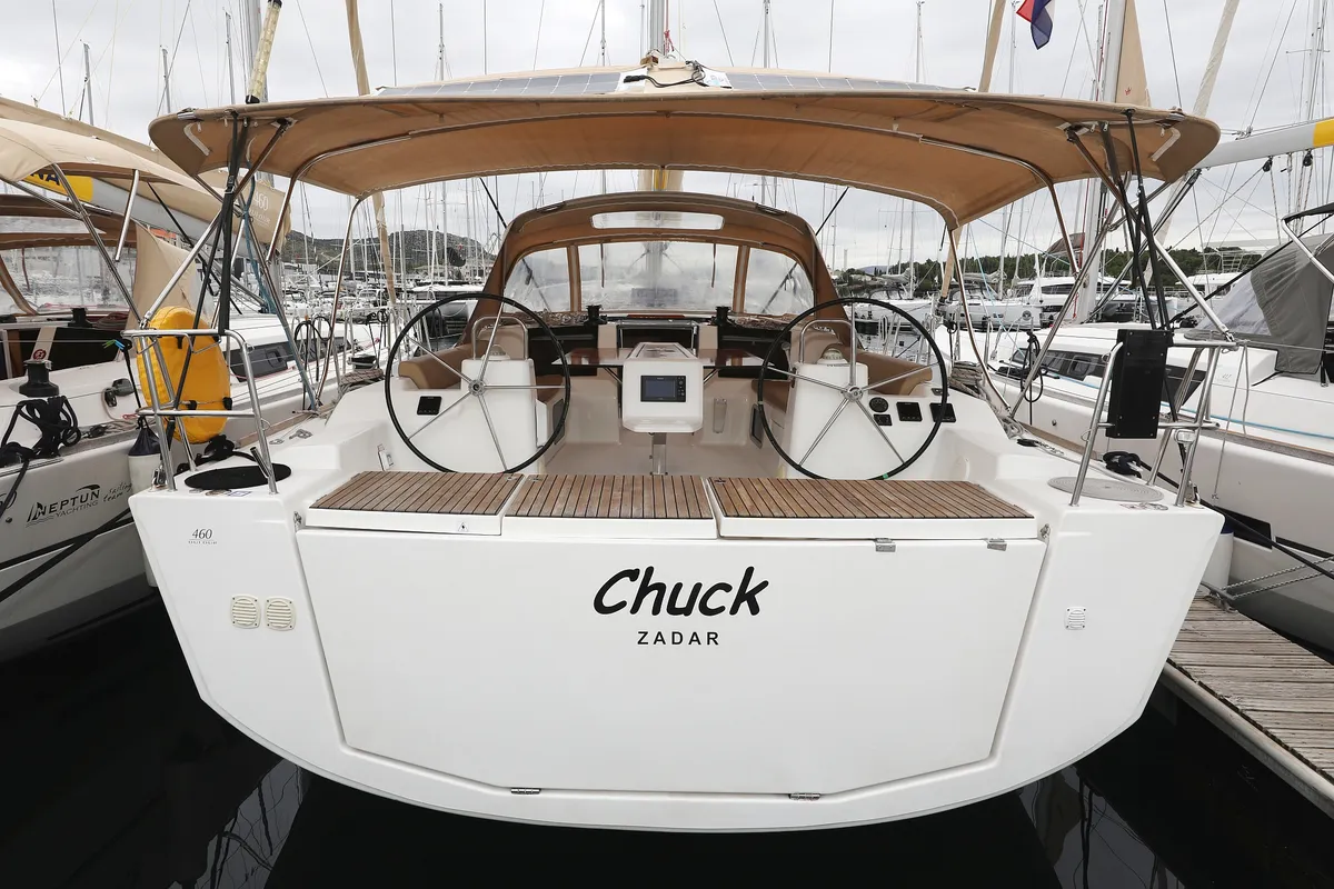Exterior view of Chuck, a Dufour 460 GL sailboat at Grad Vodice, Croatia