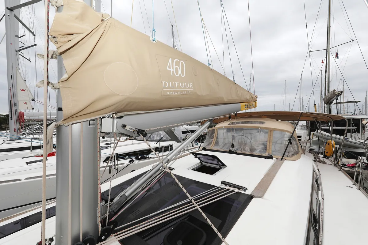 Exterior view of Chuck, a Dufour 460 GL sailboat at Grad Vodice, Croatia