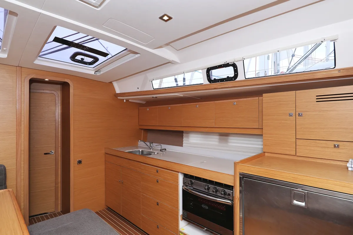 Galley of Chuck, a Dufour 460 GL sailboat at Grad Vodice, Croatia
