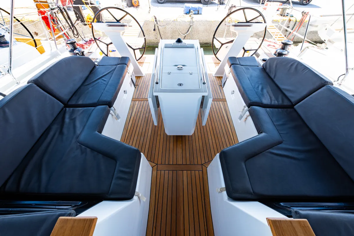Deck of Atman, a Beneteau Oceanis 51.1 sailboat at Municipal Unit of Lefkada, Greece