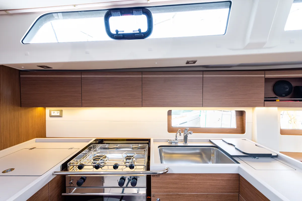 Galley of Atman, a Beneteau Oceanis 51.1 sailboat at Municipal Unit of Lefkada, Greece