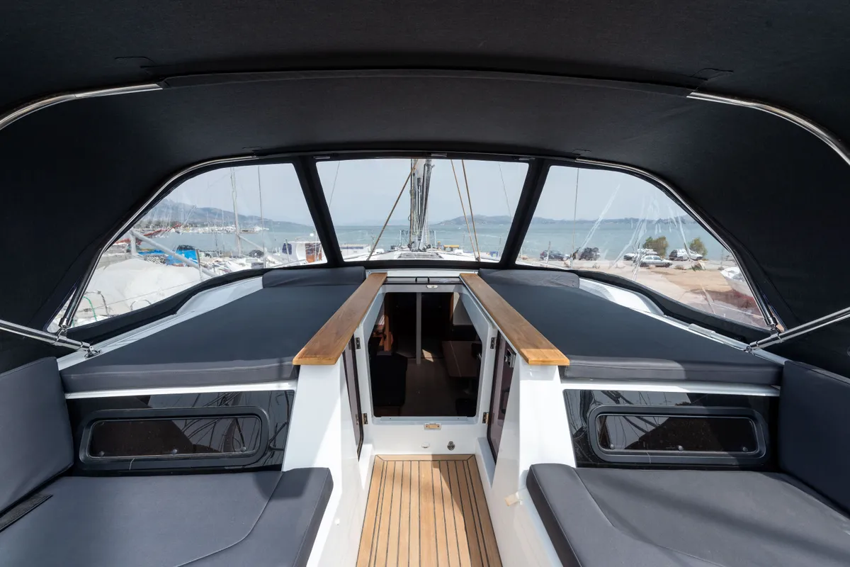 Deck of Atman, a Beneteau Oceanis 51.1 sailboat at Municipal Unit of Lefkada, Greece