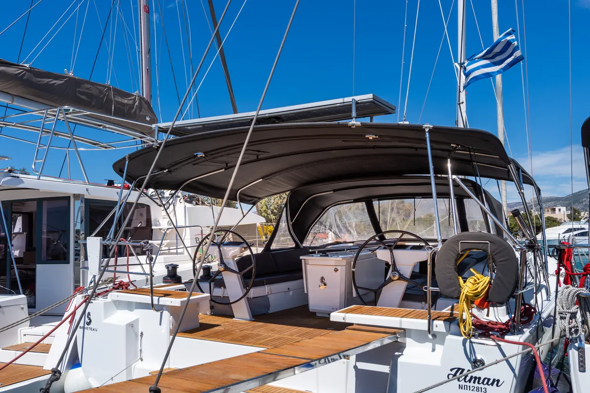 Exterior view of Atman, a Beneteau Oceanis 51.1 sailboat at Municipal Unit of Lefkada, Greece