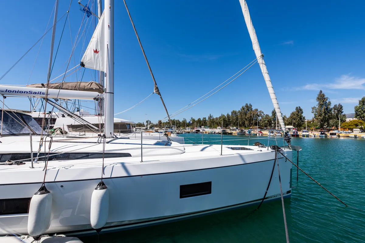 Exterior view of Atman, a Beneteau Oceanis 51.1 sailboat at Municipal Unit of Lefkada, Greece