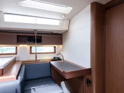 Salon of Atman, a Beneteau Oceanis 51.1 sailboat at Municipal Unit of Lefkada, Greece