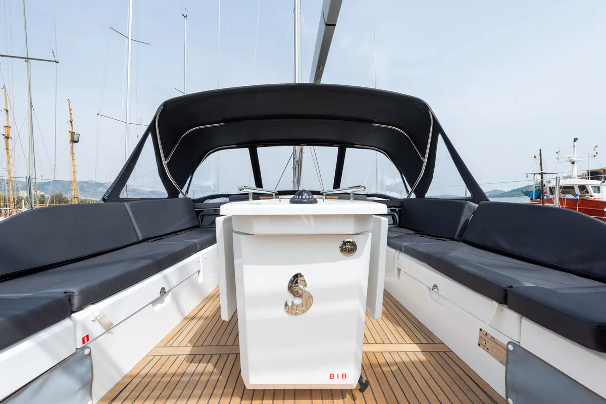 Cockpit of Atman, a Beneteau Oceanis 51.1 sailboat at Municipal Unit of Lefkada, Greece