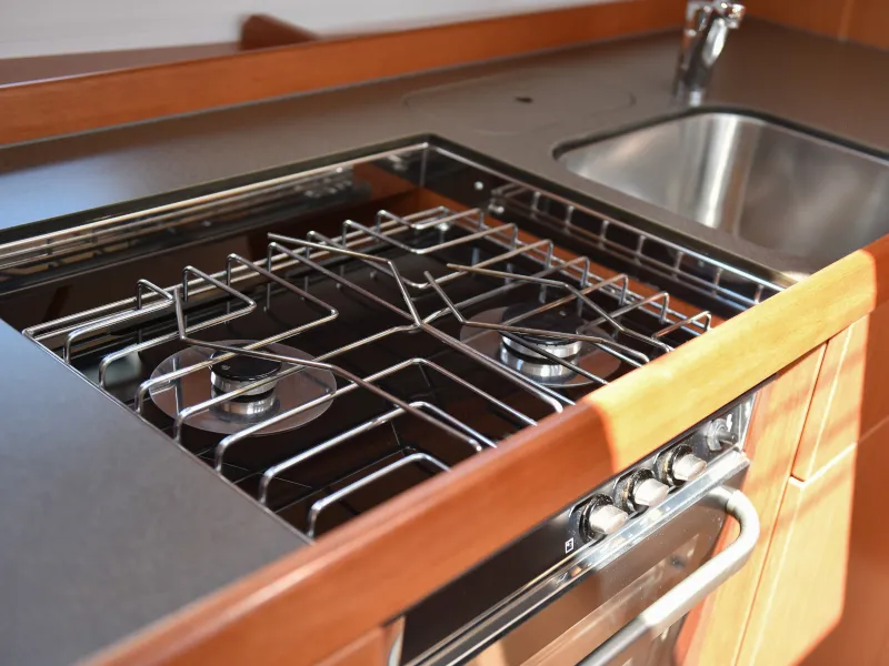 Galley of Nixie, a Bavaria Cruiser 41 sailboat at Zadar, Croatia