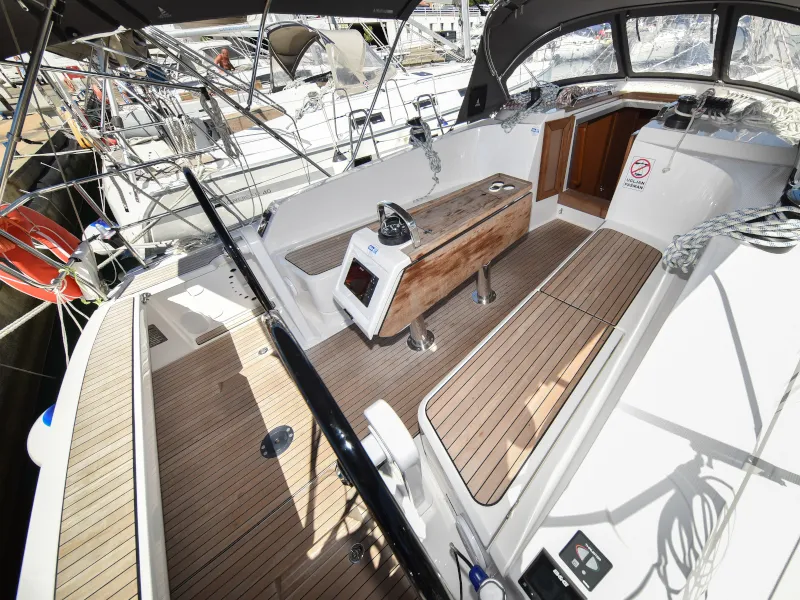 Cockpit of Nixie, a Bavaria Cruiser 41 sailboat at Zadar, Croatia