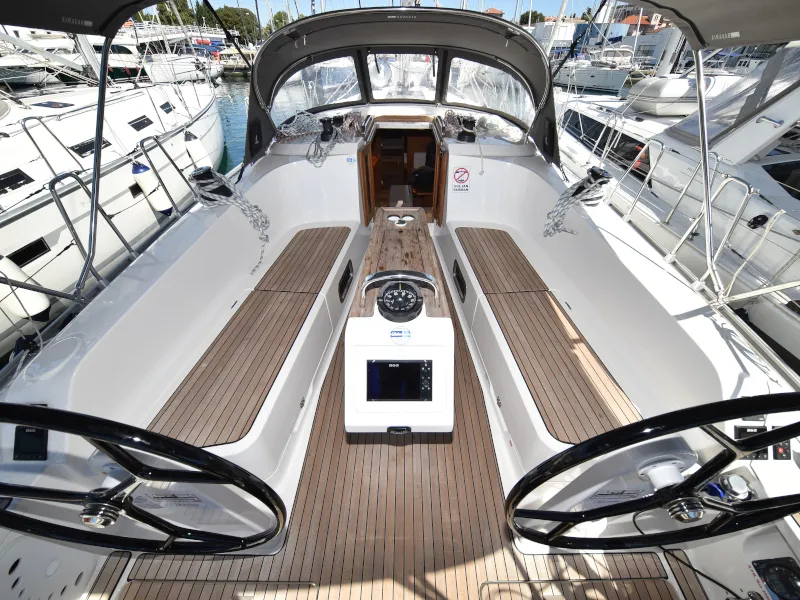 Cockpit of Nixie, a Bavaria Cruiser 41 sailboat at Zadar, Croatia