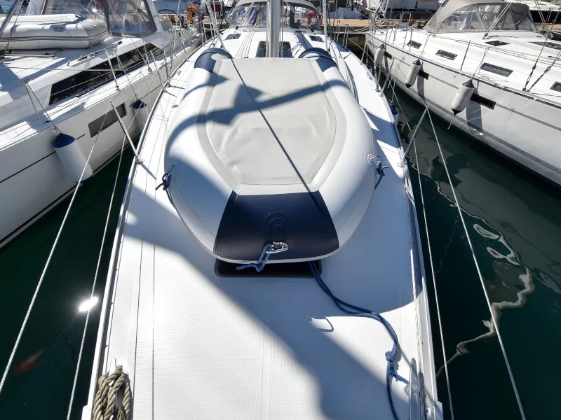 Deck of Nixie, a Bavaria Cruiser 41 sailboat at Zadar, Croatia
