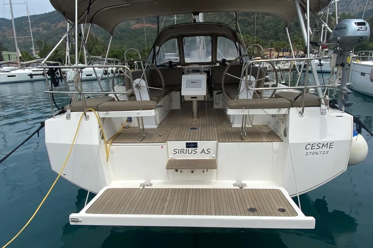 Cockpit of Sirius As, a Bavaria C38 sailboat at Fethiye, Turkey