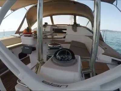 Cockpit of P & B, a Elan Impression 50 sailboat at Split, Croatia