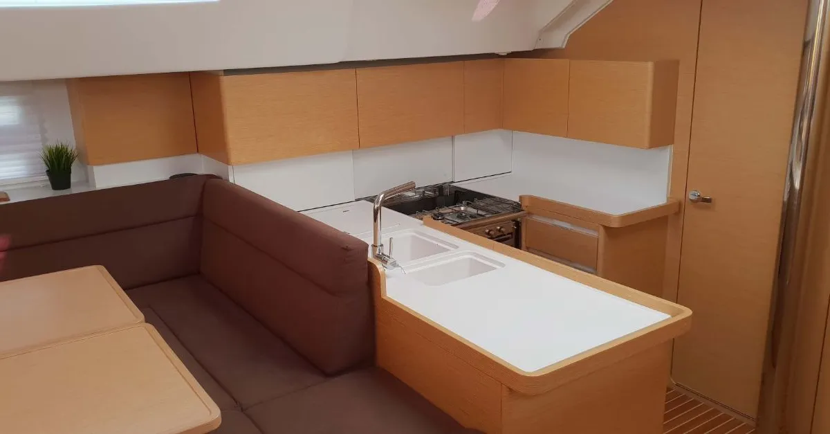 Galley of P & B, a Elan Impression 50 sailboat at Split, Croatia