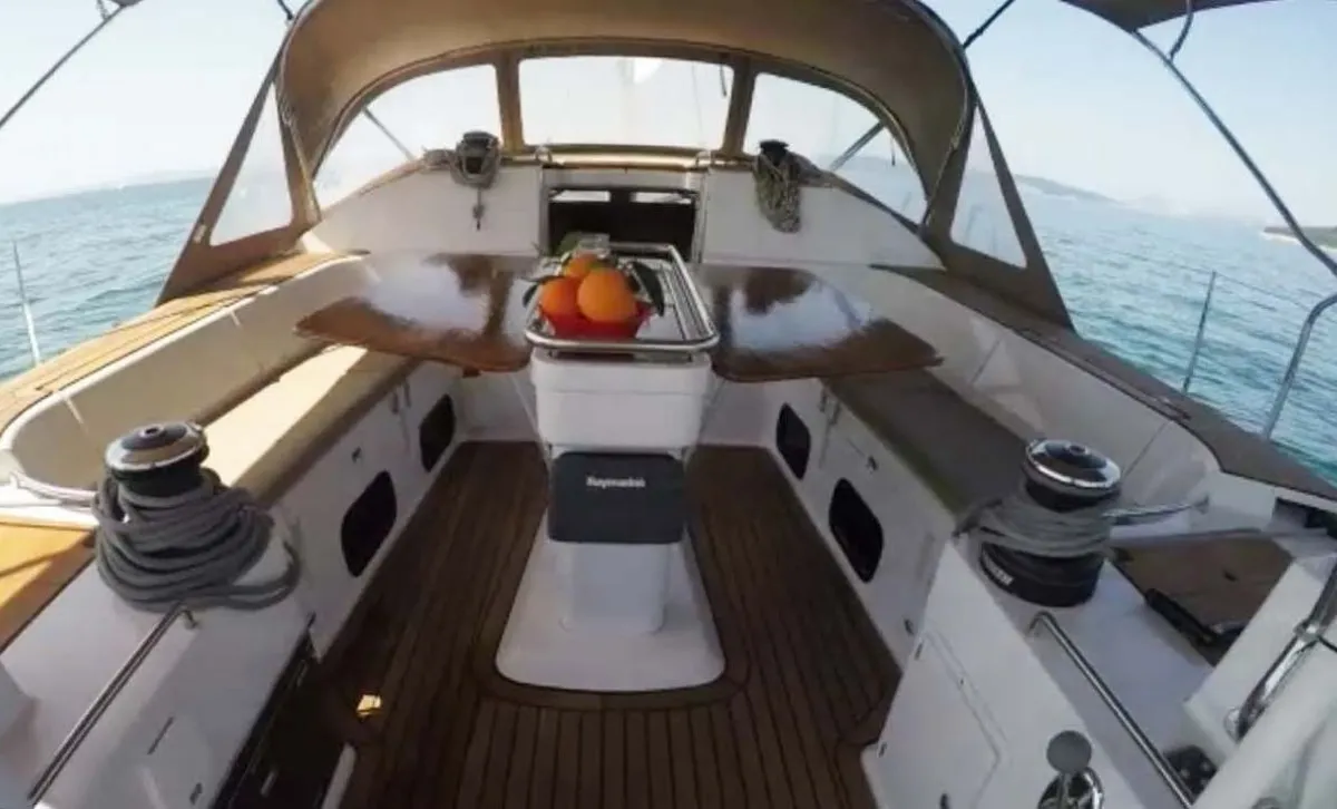 Deck of P & B, a Elan Impression 50 sailboat at Split, Croatia