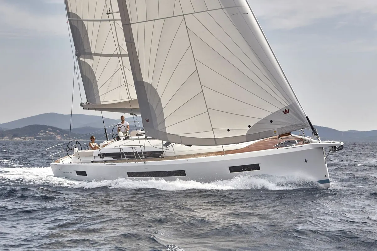 Exterior view of Don Carlo, a Jeanneau Sun Odyssey 490 sailboat at Rodi Garganico, Italy