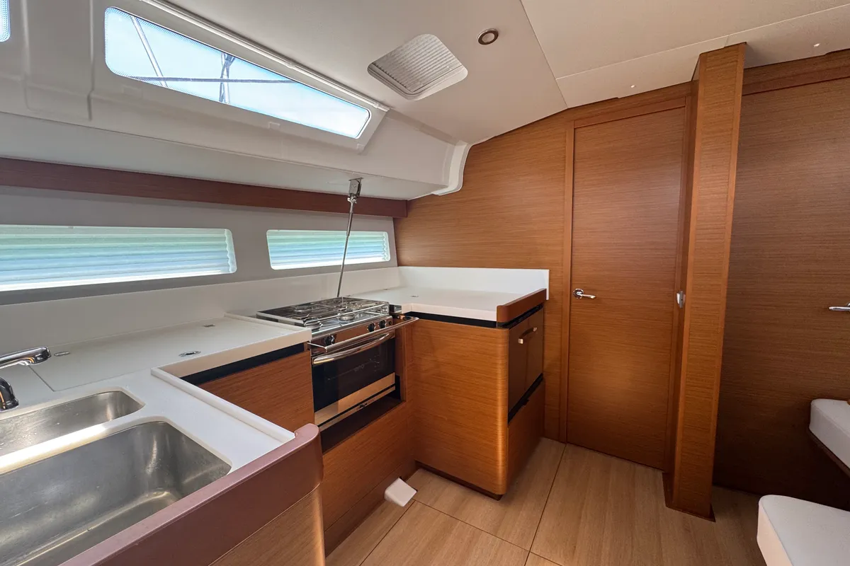 Galley of Don Carlo, a Jeanneau Sun Odyssey 490 sailboat at Rodi Garganico, Italy