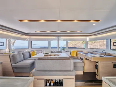 Galley of New Lag 51, a Lagoon 51 catamaran at Olbia, Italy