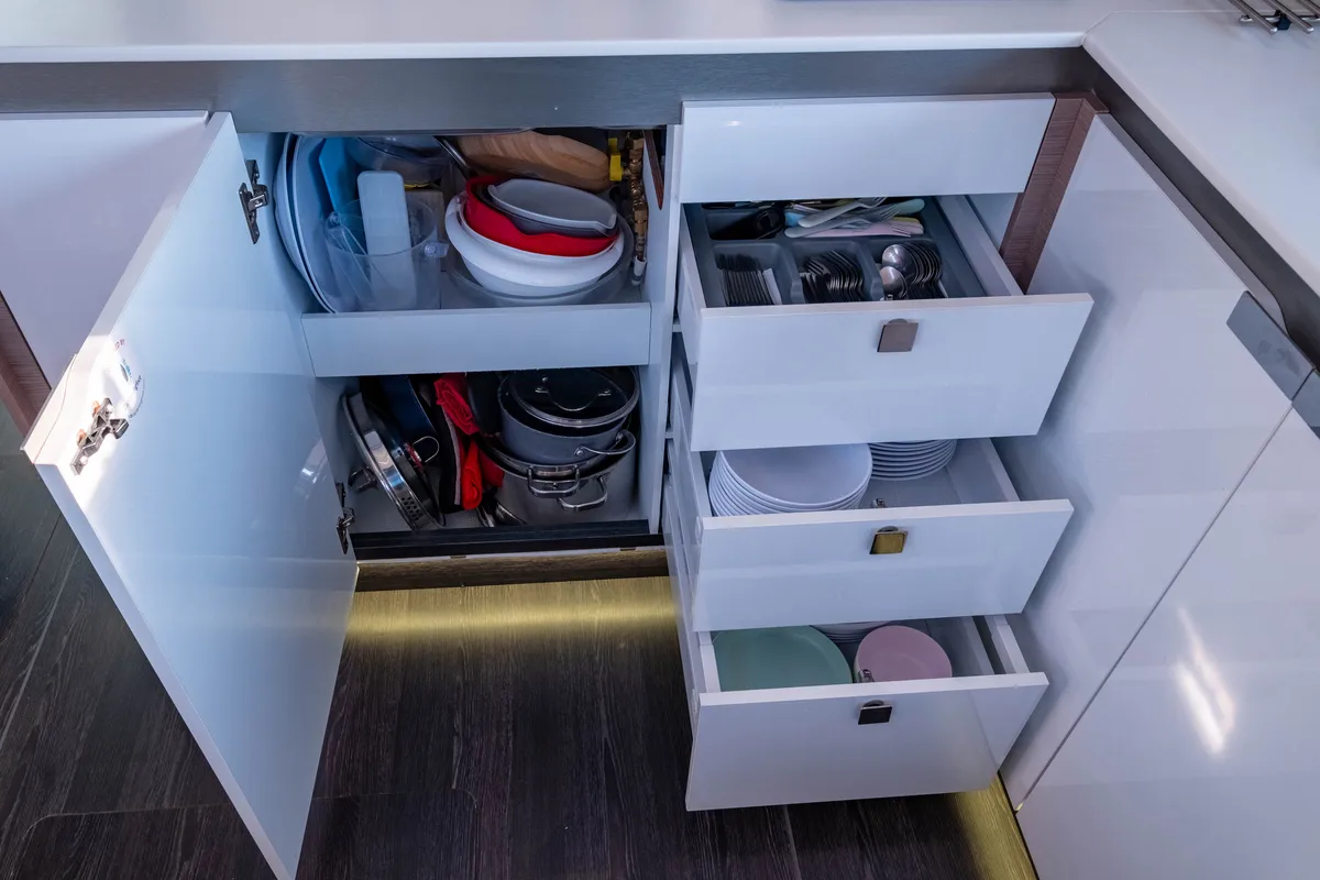 Galley of Zagara, a Fountaine Pajot Isla 40 catamaran at Municipal Unit of Lefkada, Greece