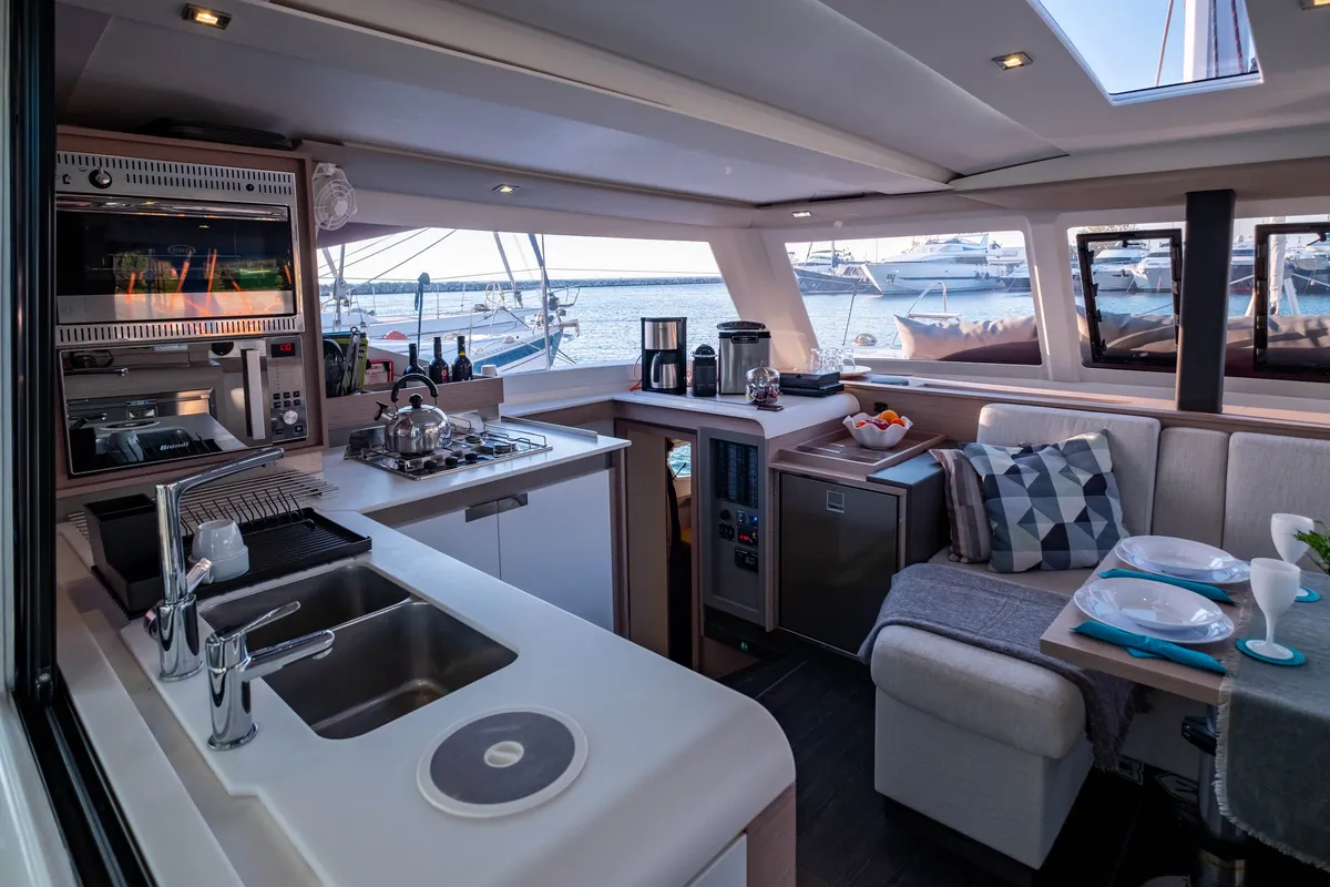 Galley of Zagara, a Fountaine Pajot Isla 40 catamaran at Municipal Unit of Lefkada, Greece