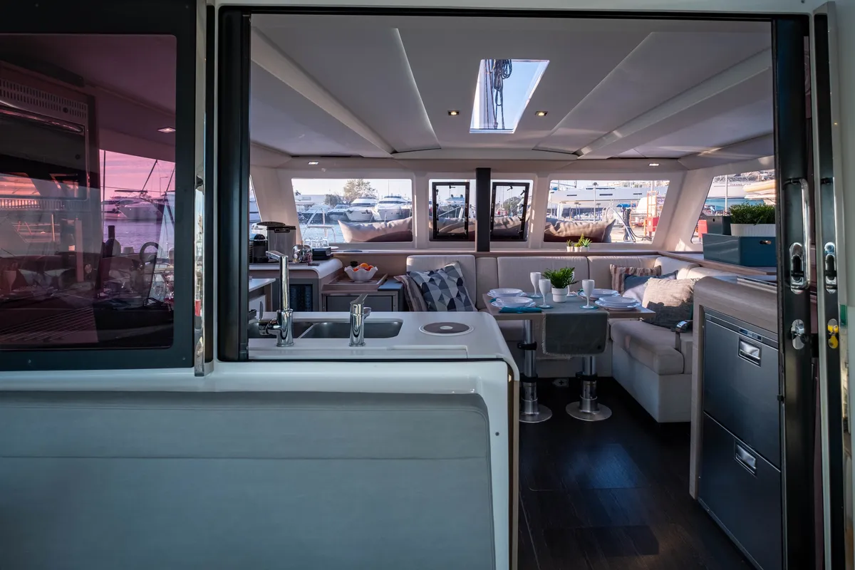 Galley of Zagara, a Fountaine Pajot Isla 40 catamaran at Municipal Unit of Lefkada, Greece