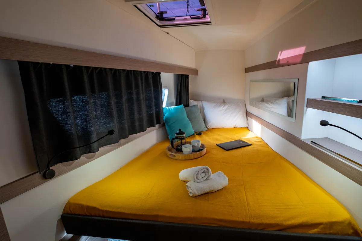 Cabin on Zagara, a Fountaine Pajot Isla 40 catamaran at Municipal Unit of Lefkada, Greece