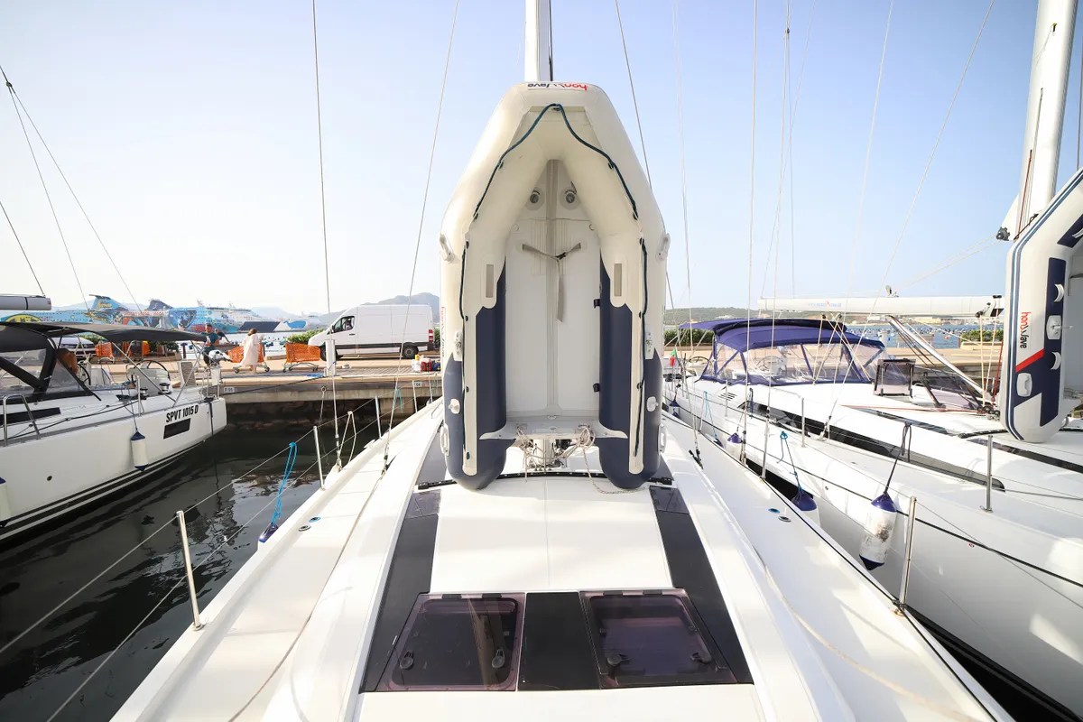 Deck of Zagara - Comfort Line, a Beneteau Oceanis 51.1 sailboat at Olbia, Italy