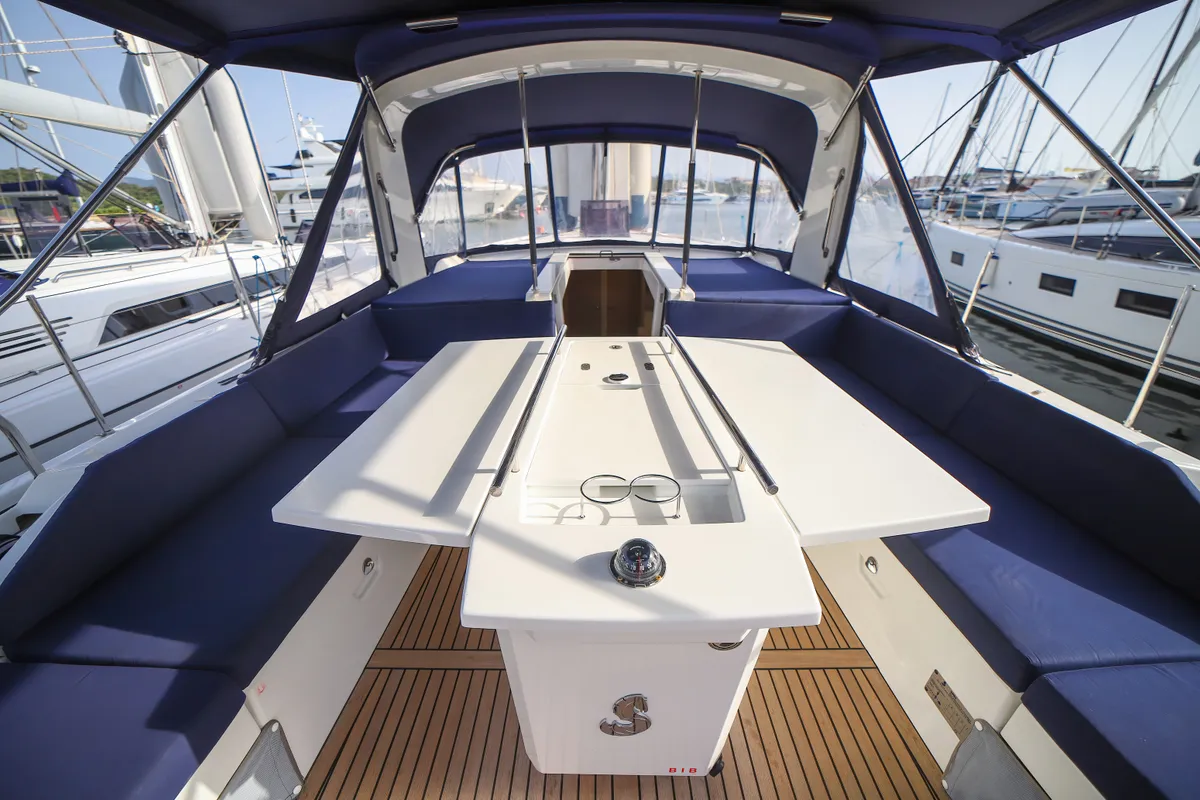 Deck of Zagara - Comfort Line, a Beneteau Oceanis 51.1 sailboat at Olbia, Italy