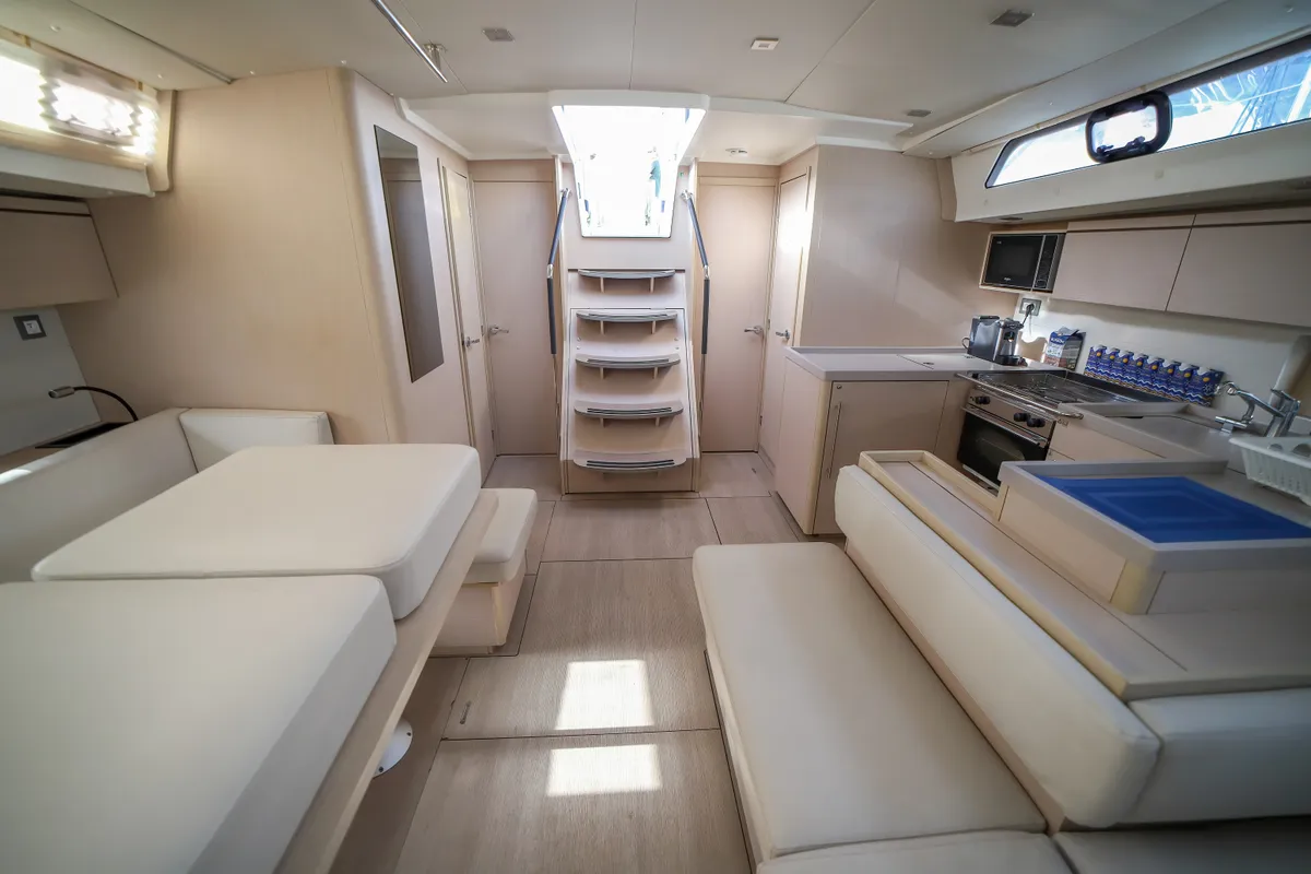 Salon of Zagara - Comfort Line, a Beneteau Oceanis 51.1 sailboat at Olbia, Italy