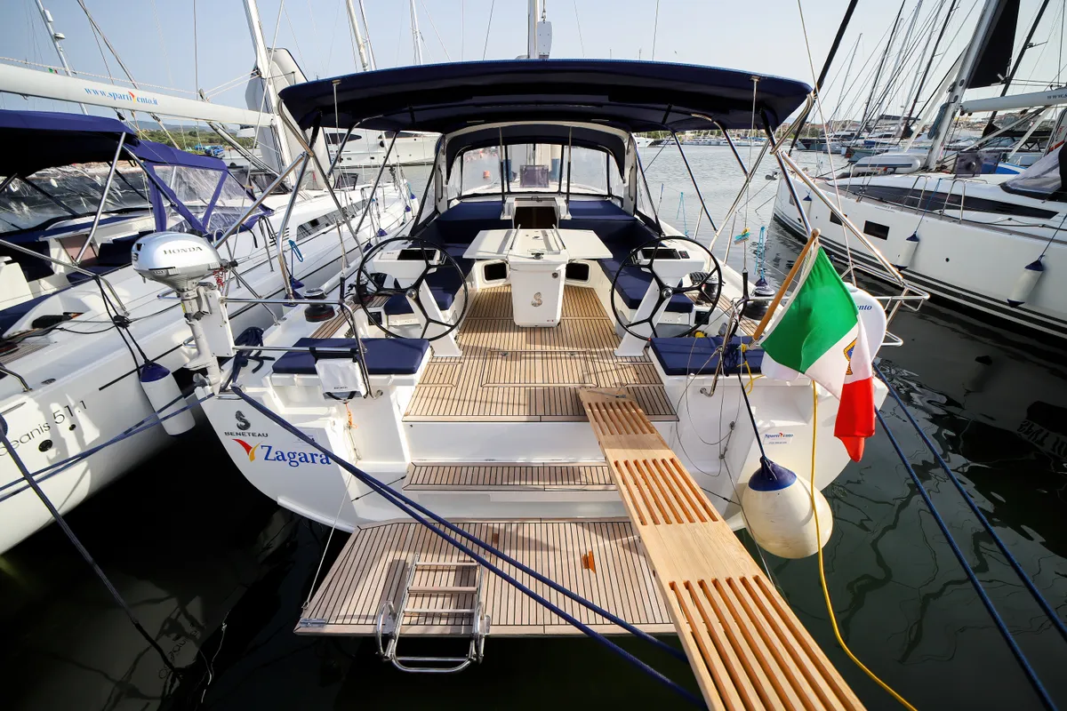 Exterior view of Zagara - Comfort Line, a Beneteau Oceanis 51.1 sailboat at Olbia, Italy