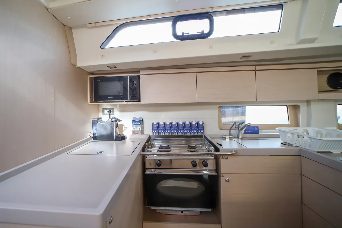 Galley of Zagara - Comfort Line, a Beneteau Oceanis 51.1 sailboat at Olbia, Italy