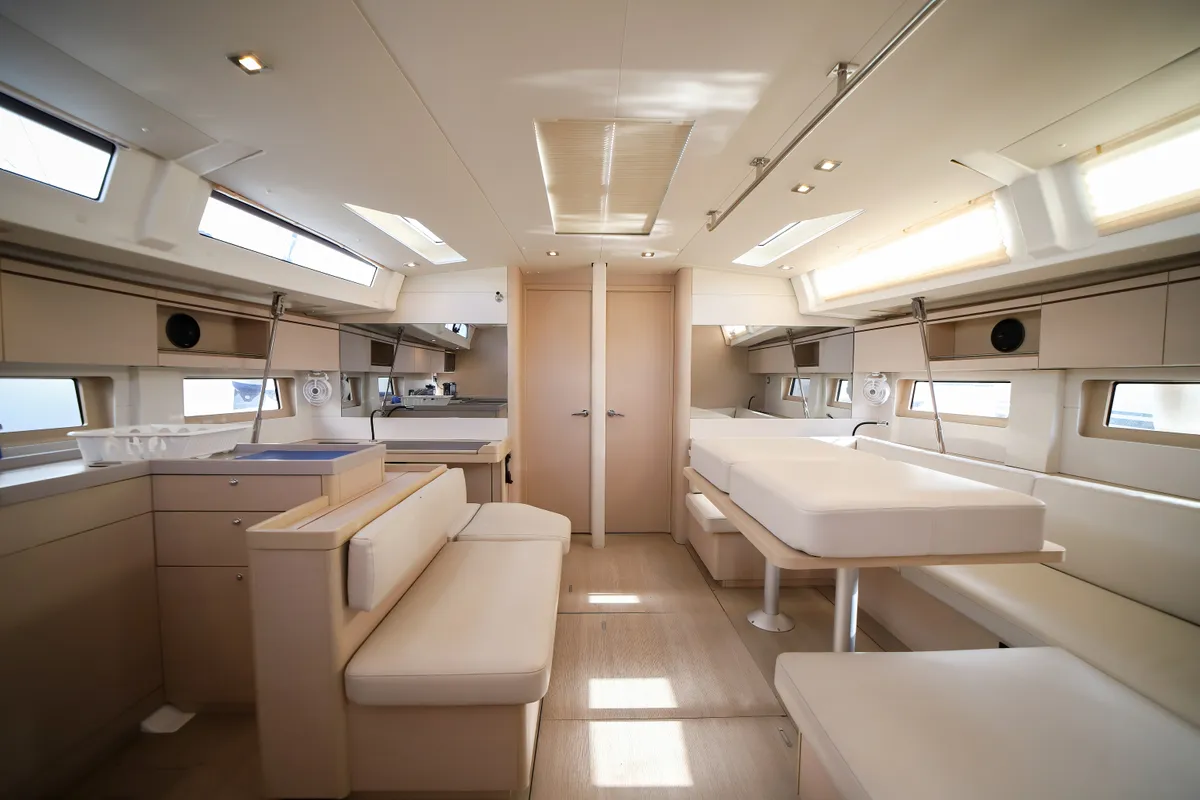 Salon of Zagara - Comfort Line, a Beneteau Oceanis 51.1 sailboat at Olbia, Italy