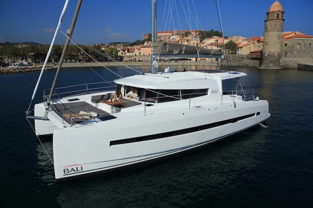 Exterior view of Grande Amore, a Bali 4.5 catamaran at Punat, Croatia