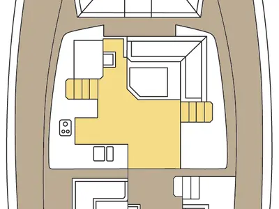 Floor plan of Grande Amore, a Bali 4.5 catamaran at Punat, Croatia