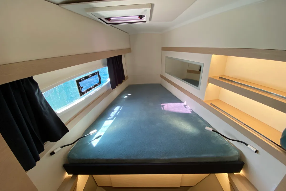 Cabin on Papaya, a Fountaine Pajot Lucia 40 catamaran at Ibiza, Spain