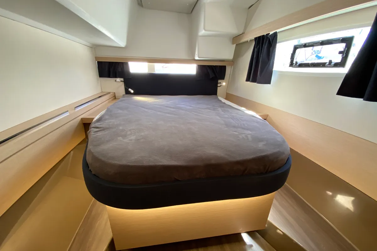 Cabin on Papaya, a Fountaine Pajot Lucia 40 catamaran at Ibiza, Spain