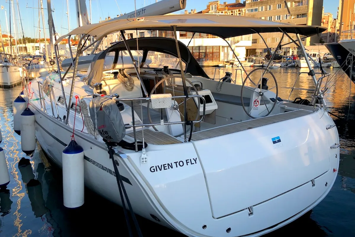 Exterior view of Given To Fly, a Bavaria Cruiser 51 sailboat at Zadar, Croatia