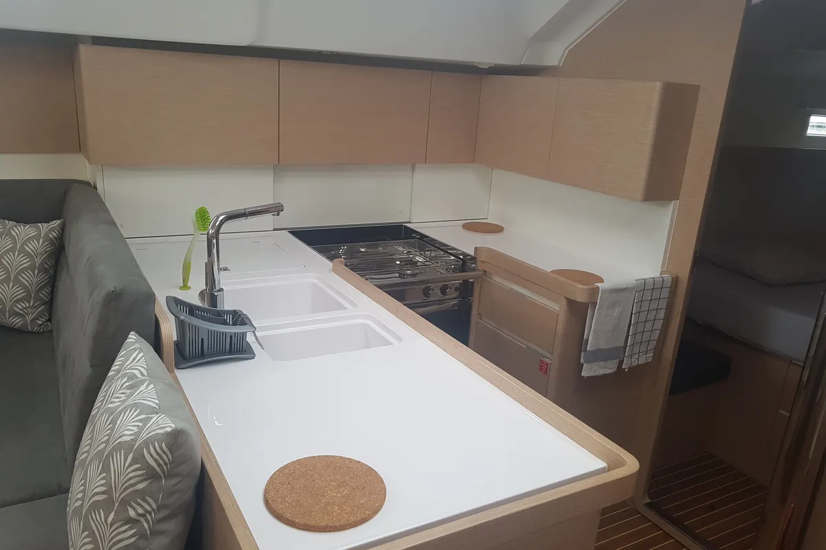 Galley of April, a Elan Impression 50 sailboat at Pirovac, Croatia