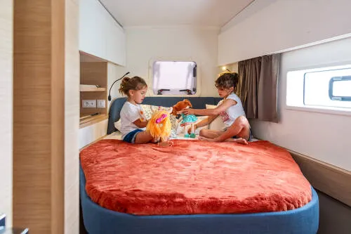 Cabin on FP 41, a Fountaine Pajot New 41 catamaran at es Jonquet, Spain
