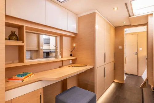 Cabin on FP 41, a Fountaine Pajot New 41 catamaran at es Jonquet, Spain