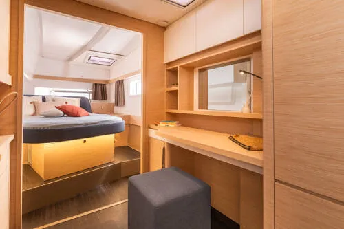 Cabin on FP 41, a Fountaine Pajot New 41 catamaran at es Jonquet, Spain