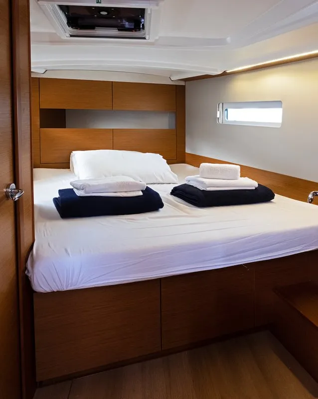 Cabin on Sky Kiss, a Jeanneau Sun Odyssey 410 sailboat at Split, Croatia