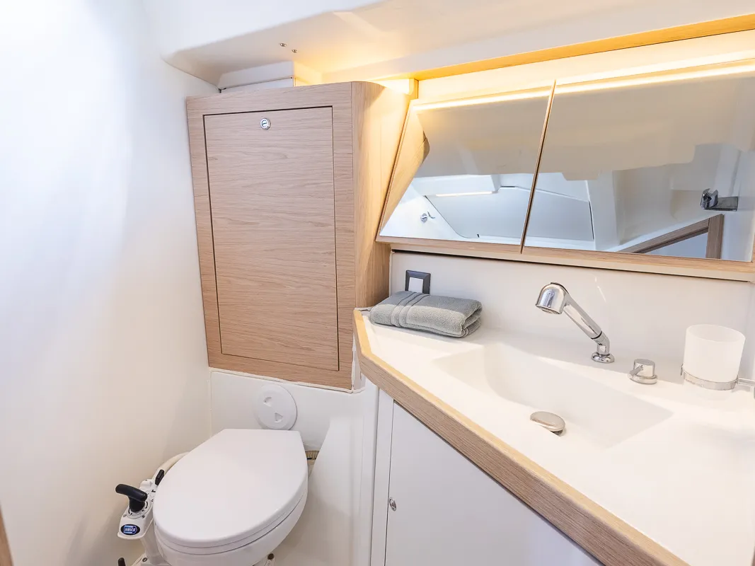 Head on Ellaida Built 2019, a Beneteau Oceanis 46.1 sailboat at Municipal Unit of Lefkada, Greece