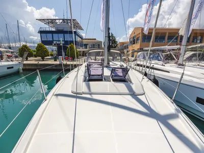 Deck of Ellaida Built 2019, a Beneteau Oceanis 46.1 sailboat at Municipal Unit of Lefkada, Greece