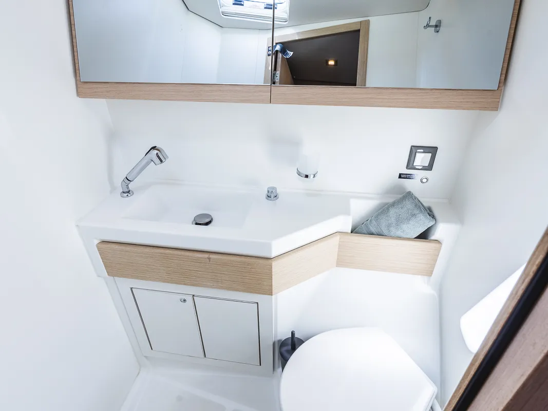 Head on Ellaida Built 2019, a Beneteau Oceanis 46.1 sailboat at Municipal Unit of Lefkada, Greece